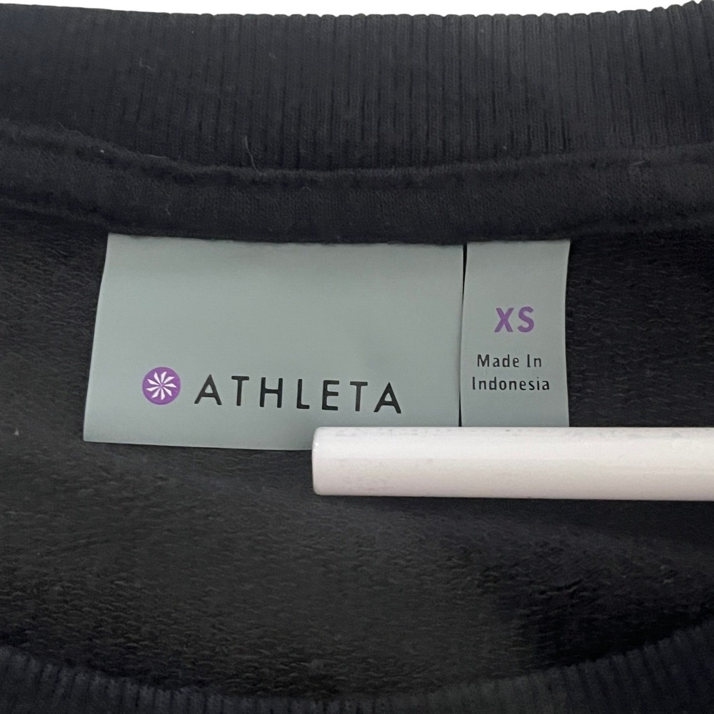 ATHLETA Black Wrap Front Long Sleeve Top S Modal Spandex Retro-Chic - Picture 5 of 8